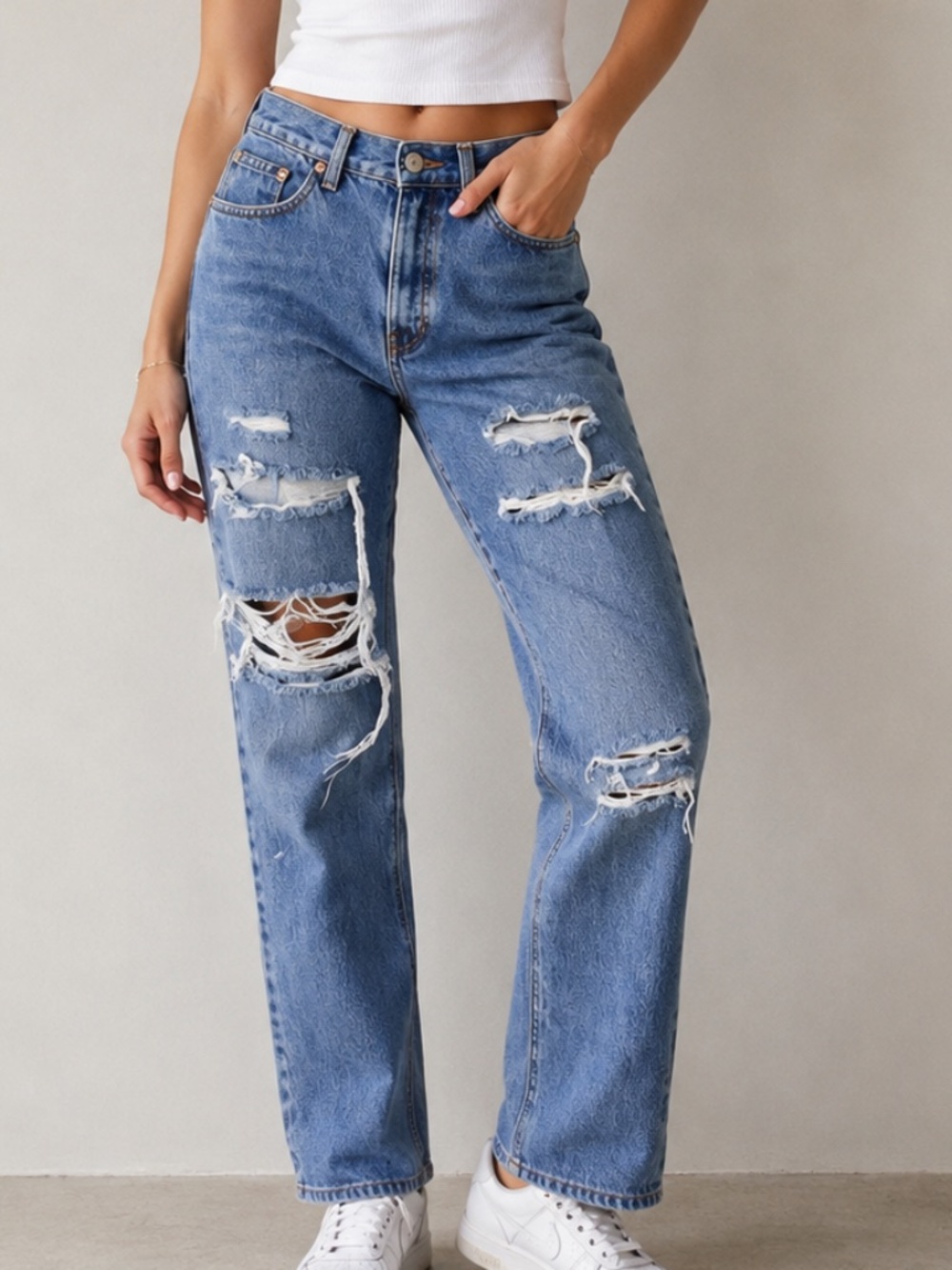 Levi's 90s High Rise Tapered Jeans Womens 7 Distressed Ripped Grunge Denim